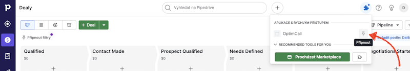 Pipedrive how to pin