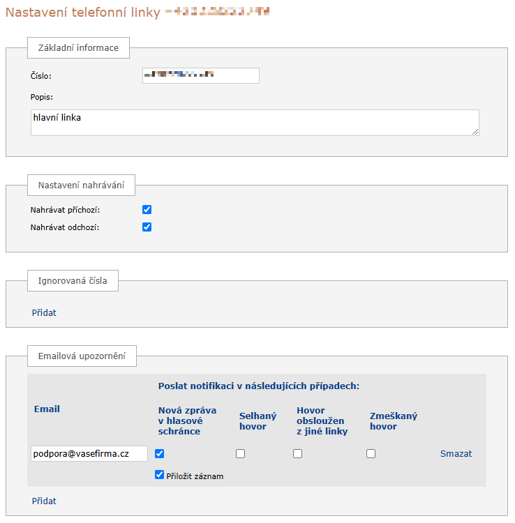 OptimCall – nastavení e-mailové notifikace